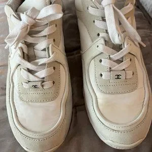 CHANEL | Shoes | Chanel Triple White Low Top Cc Logo Sneaker